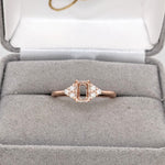 Statement Rings-Art Deco Style Ring Semi Mount in Solid 14K Gold w Diamond Accents | Emerald Cut Radiant Cut | Ring Setting | Custom Jewelry - NNJGemstones