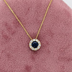 Pendants-Minimalist Halo Pendant Design Setting in 14K Solid Gold | Round Shape 4mm 5mm 6mm | Natural Diamond Accents | Dainty Jewelry | Customizable - NNJGemstones