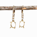 Lever Back Dangle Earring Setting W Natural Graduated Diamond Accents in 14K Solid Gold | Oval Shape