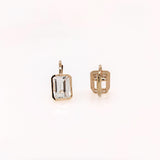 Solitaire White Topaz Drop Earrings in 14k Solid Gold | Emerald Cut