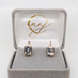 Solitaire White Topaz Drop Earrings in 14k Solid Gold | Emerald Cut