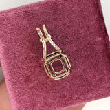 Pave Diamond Bail Pendant Semi Mount in Solid 14k Gold | Cushion | Gemstone Necklace Setting | Minimal | Daily Wear | Customizable