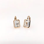 Solitaire White Topaz Drop Earrings in 14k Solid Gold | Emerald Cut