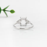 Statement Rings-Art Deco Style Ring Semi Mount in Solid 14K Gold w Diamond Accents | Emerald Cut Radiant Cut | Ring Setting | Custom Jewelry - NNJGemstones
