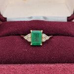 Statement Rings-Art Deco Style Ring Semi Mount in Solid 14K Gold w Diamond Accents | Emerald Cut Radiant Cut | Ring Setting | Custom Jewelry - NNJGemstones