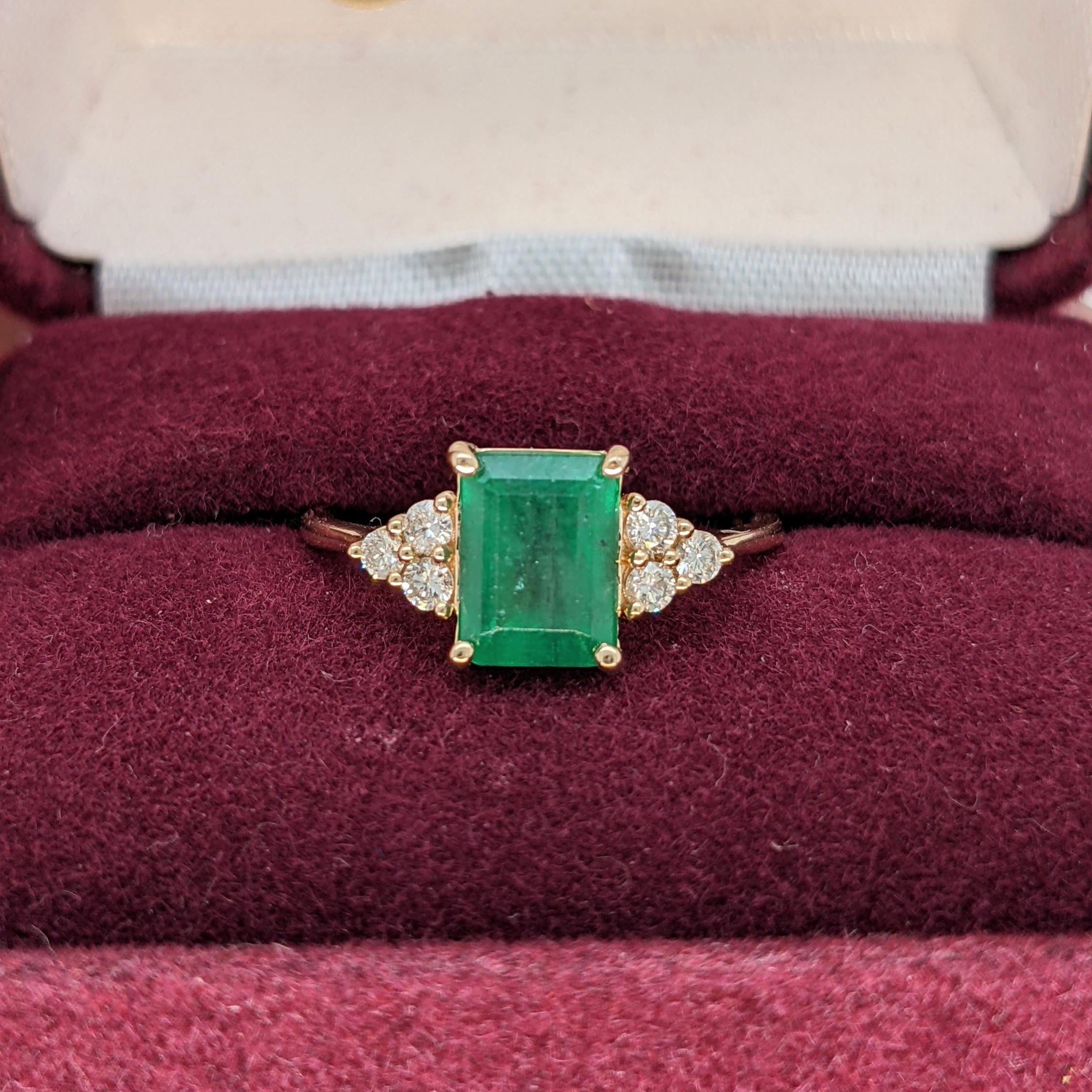 Statement Rings-Art Deco Style Ring Semi Mount in Solid 14K Gold w Diamond Accents | Emerald Cut Radiant Cut | Ring Setting | Custom Jewelry - NNJGemstones