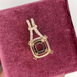 Pave Diamond Bail Pendant Semi Mount in Solid 14k Gold | Cushion | Gemstone Necklace Setting | Minimal | Daily Wear | Customizable