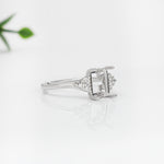 Statement Rings-Art Deco Style Ring Semi Mount in Solid 14K Gold w Diamond Accents | Emerald Cut Radiant Cut | Ring Setting | Custom Jewelry - NNJGemstones