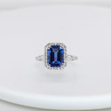 Elegant 2.6Ct Tanzanite & Natural Diamond Halo Ring in Solid 14K Gold, 9x7mm Fine Jewelry Engagement or Anniversary Ring