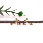 Madagascar Ruby Stud Earrings in 14K White Gold | Diamond Accents | Oval Cut | 8x6mm | July Birthstone