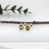 Round Stud Earrings Semi Mount w Three Diamond Accents and Secure Push Back