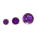 Four Prong Round Amethyst Solitaire Stud Earrings | 3mm 4mm 5mm 6mm 7mm 8mm