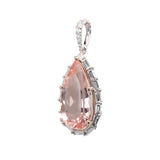 Keshvi 14K Solid Gold Morganite Pendant with Earth Mined Diamonds Accents, Pear 21x11mm