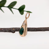 Solid 14k Gold Zambian Emerald Ring with Natural Diamonds Accents, Oval 7x5mm - Cabochon Emerald Pendant - 14K Yellow Gold Pendant