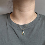 Solid 14k Gold Zambian Emerald Ring with Natural Diamonds Accents, Oval 7x5mm - Cabochon Emerald Pendant - 14K Yellow Gold Pendant
