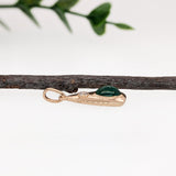 Solid 14k Gold Zambian Emerald Ring with Natural Diamonds Accents, Oval 7x5mm - Cabochon Emerald Pendant - 14K Yellow Gold Pendant