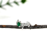 Zambian Emerald Ring with Natural Diamond Accents in Solid 14K Gold – 4.25mm Genuine Emerald Fine Jewelry Gift for Her