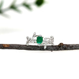 Zambian Emerald Ring with Natural Diamond Accents in Solid 14K Gold – 4.25mm Genuine Emerald Fine Jewelry Gift for Her