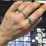 Zambian Emerald Ring with Natural Diamond Accents in Solid 14K Gold – 4.25mm Genuine Emerald Fine Jewelry Gift for Her