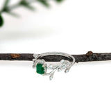 Zambian Emerald Ring with Natural Diamond Accents in Solid 14K Gold – 4.25mm Genuine Emerald Fine Jewelry Gift for Her