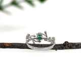 Zambian Emerald Ring with Natural Diamond Accents in Solid 14K Gold – 4.25mm Genuine Emerald Fine Jewelry Gift for Her