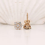 Classic Sparkly Diamond Studs in Solid 14K Gold | Cluster Design | Minimalist | Daily Wear | Simple Diamond Earrings |