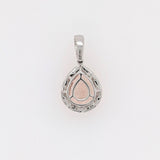Peach Morganite Pendant in Solid 14K White Gold with Diamond Accents | Pear Shape 11x9mm