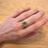 3ct Statement Sphene Ring w Natural Diamond Accents in 14K Gold | PE 10.5x7mm