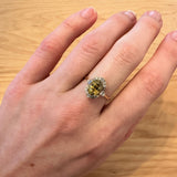 2.4ct Statement Sphene Ring w Natural Diamond Accents in Solid 14K Gold | OV 8x6mm