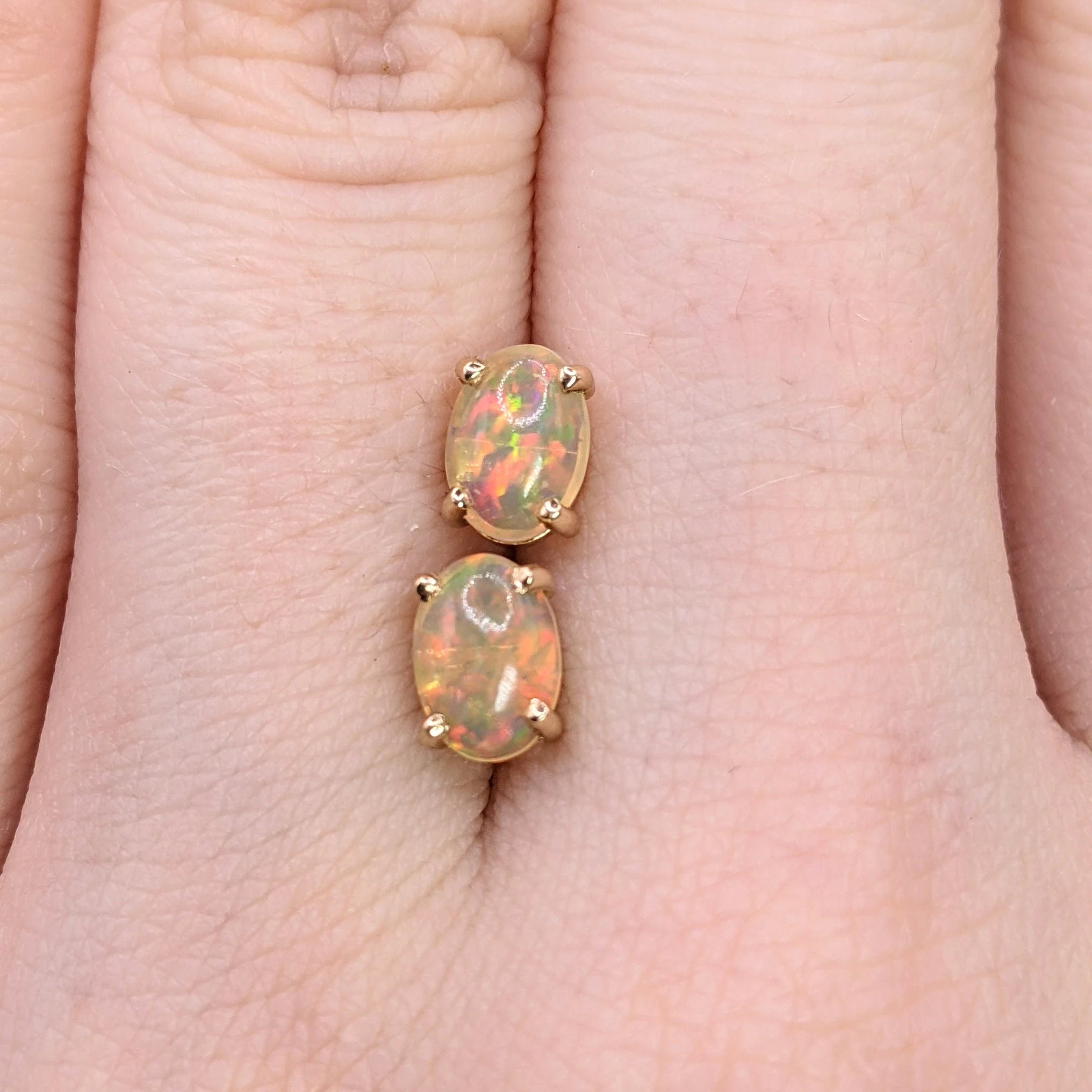 Natural Ethiopian Opal Oval Four Prong Stud Earrings | Solitaire Studs 7x5 8x6 9x7