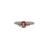 Dainty Padparadscha Sapphire Ring w Diamond Accents in Solid 14K Gold | OV 6x4mm