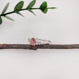 Dainty Padparadscha Sapphire Ring w Diamond Accents in Solid 14K Gold | OV 6x4mm