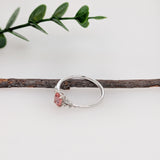 Dainty Padparadscha Sapphire Ring w Diamond Accents in Solid 14K Gold | OV 6x4mm