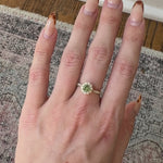 Demantoid Ring w Earth Mined Diamonds in Solid 14K Yellow Gold | Round 5mm