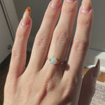 Opal Ring w Earth Mined Diamonds in Solid 14K Rose Gold | Oval 7x5mm