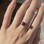 1.8ct Rhodolite Garnet Ring w Earth Mined Diamonds in Solid 14K Gold | CU 7x6mm