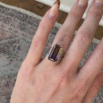 9ct Ametrine Ring w Earth Mined Diamonds in Solid 14K Dual Tone Gold | EM 17x8mm