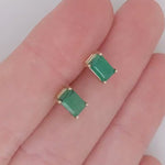 Emerald Earring Studs in 14k White, Yellow or Rose Gold | Emerald Cut 6x4mm  | May Birthstone | Green Studs | Ready to Ship!