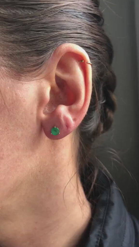 Stunning Emerald Martini Studs in Solid 14k Yellow, White or Rose Gold | Round 4mm, 5mm | May Birthstone  | Green Gemstone Earring