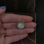 6.6ct Opal Pendant Necklace w Earth Mined Diamonds in Solid 14K Yellow Gold