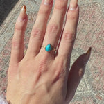 1.6ct Turquoise Ring w Earth Mined Diamonds in Solid 14K Gold | Pear Shape 9x6mm