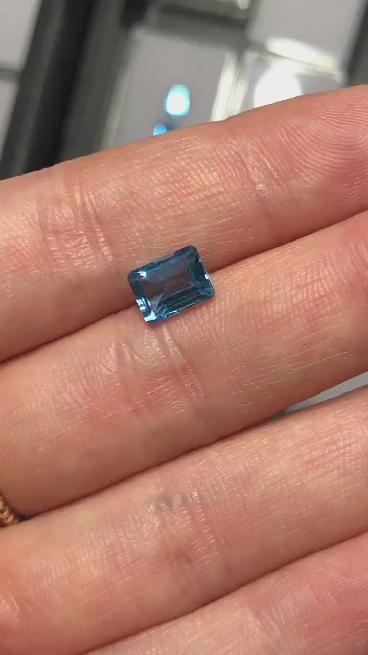 Swiss Blue Topaz Natural Gemstone | Emerald Cut| 10x8, 9x7, 8x6, 7x5, 6x4mm | December Birthstone | Swiss Topaz | Loose Gemstone | Certified
