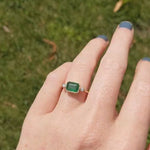 Elegant Emerald Ring in Solid 14K Yellow Gold I Emerald Cut 8x6mm I Zambian Emerald I Green Gemstone Ring I May Birthstone | Milgrain