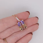 Cute Ametrine Pendant in Solid 14K Yellow Gold | Barrel Cut 16x12mm | Diamond Bail | Amethyst | Citrine | Bi Color Gemstone | Statement