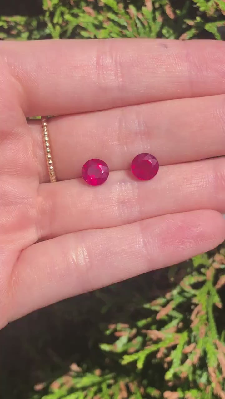 Natural Ruby Loose Gemstones | Round | 5mm 6mm 7mm 8mm 9mm 10mm | Pigeon Blood Red | Jewelry Stone Setting | Fissure Filled | Certified