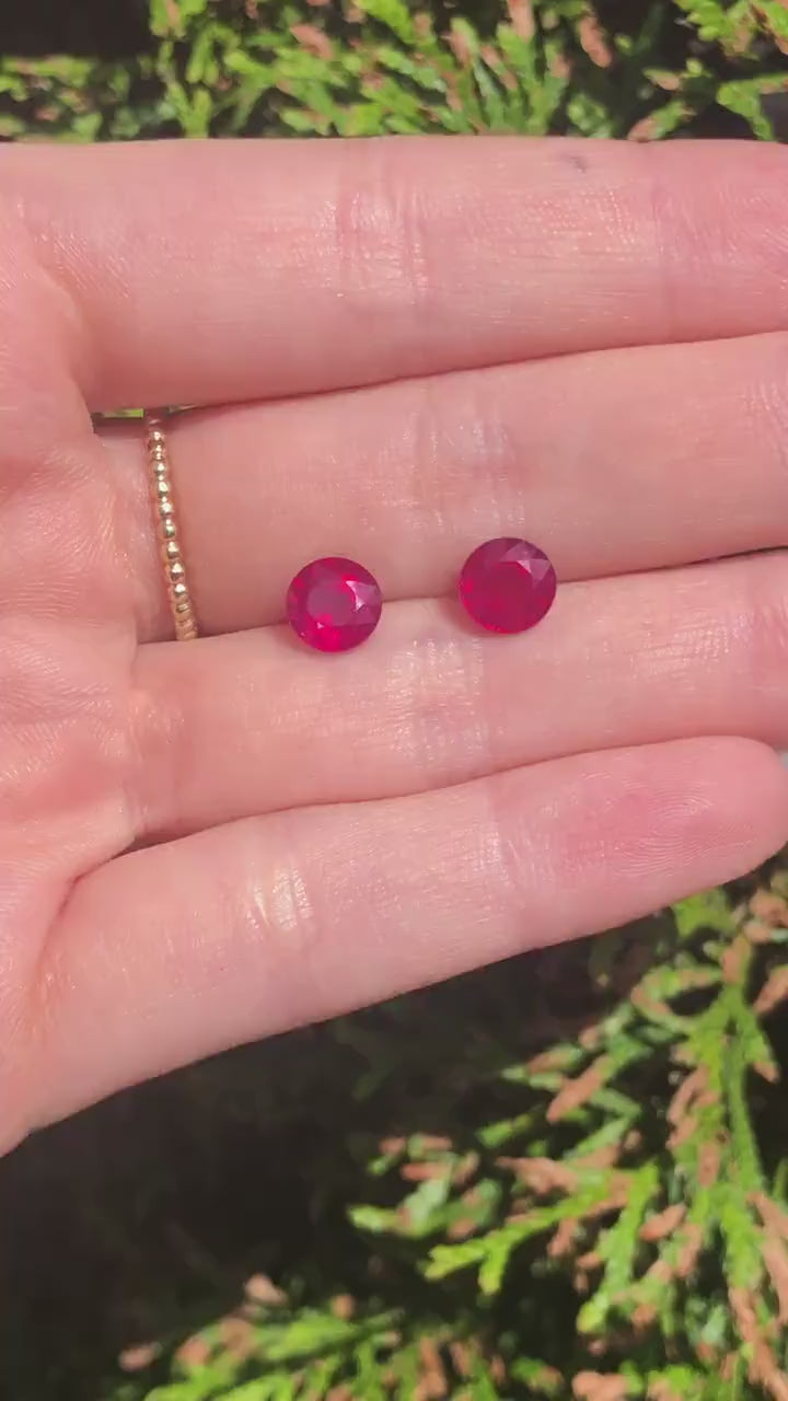 Natural Ruby Loose Gemstones | Round | 5mm 6mm 7mm 8mm 9mm 10mm | Pigeon Blood Red | Jewelry Stone Setting | Fissure Filled | Certified