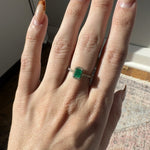 Colombian Emerald Ring w Earth Mined Diamonds in Solid 14K Gold | EM 6x4mm