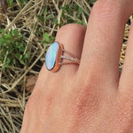 4.2ct Boulder Opal Ring w Earth Mined Diamonds in Solid 14K Gold | Fancy 17x9mm