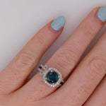 1.5ct Indicolite Tourmaline Ring w Earth Mined Diamonds in Solid 14K Gold