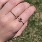 Classic Red Ruby Ring in 14k Solid Yellow Gold with Natural Diamond Accents | Oval 5x3mm | July Birthstone | Engagement Ring